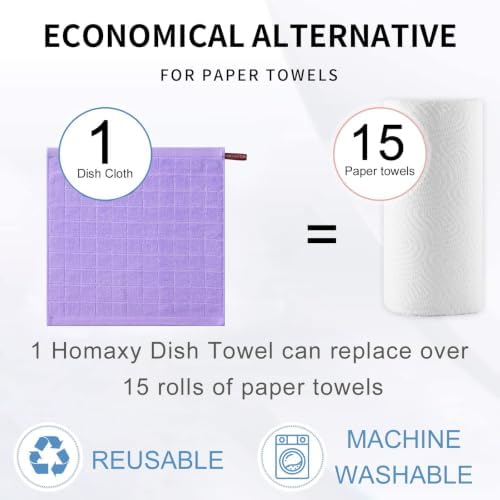 Homaxy 100% Cotton Terry Kitchen Dish Cloths, 8 Pack - Image 7