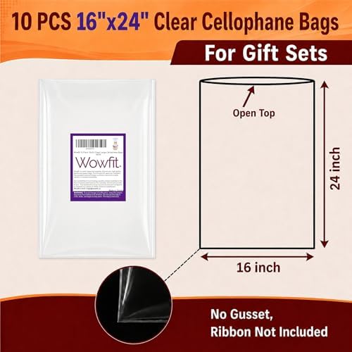 Wowfit 16x24 Cellophane Bags for Gift Baskets, 10 Bags - Image 4