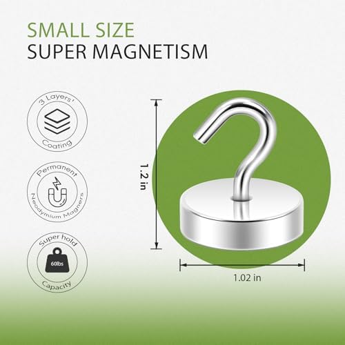 Neosmuk Magnetic Hooks, 60 lb+ Heavy Duty Neodymium Magnet - Image 3