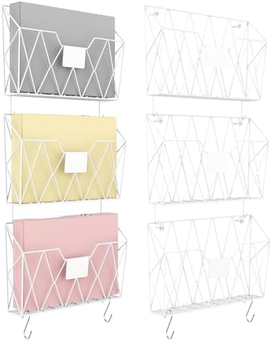 YBING Wall File Organizer 6 Pack Mesh Wire Hanging File Holder by YBING