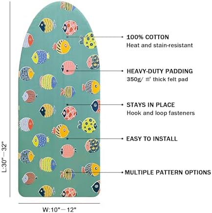 12" x 32" Small Tabletop Ironing Board Cover and Pad, 3 Pairs of Hook and Loop - Image 2