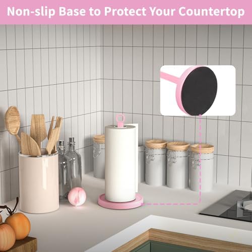 Pink Paper Towel Holder Countertop, Stainless Steel, Paper Towel Stand Holder - Image 4