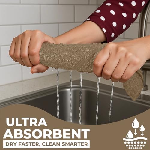 DAN RIVER Tan Kitchen Towels, 12 Pack, 16x26 Inches Absorbent Dish Towels - Image 5