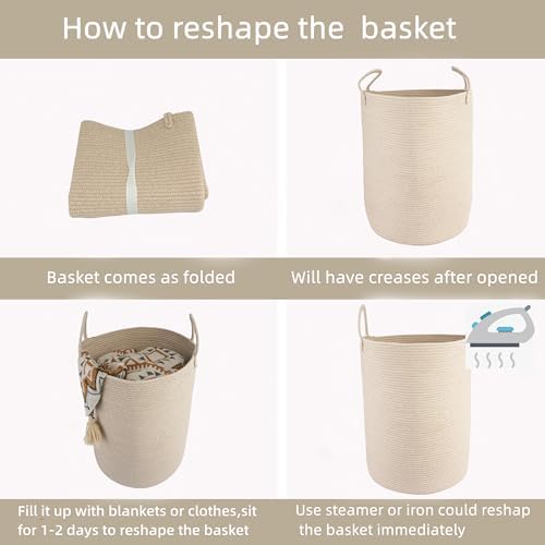 XUANGUO Cotton Rope Laundry Basket Hamper - Image 7