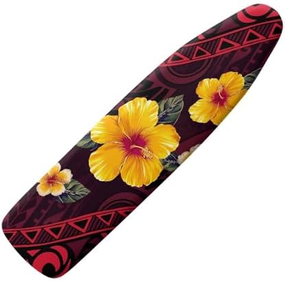 Red Tribe Stripe Ironing Board Cover Non-Slip 15x54 Inch Hawaii Hibiscus by Daulesho