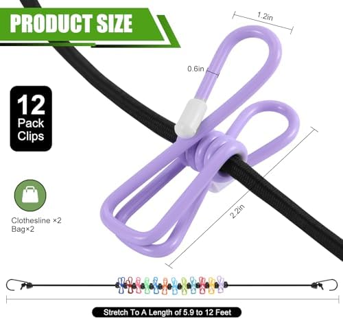 2 Pack Camping Clothesline Portable 12 Clothespins - Image 7