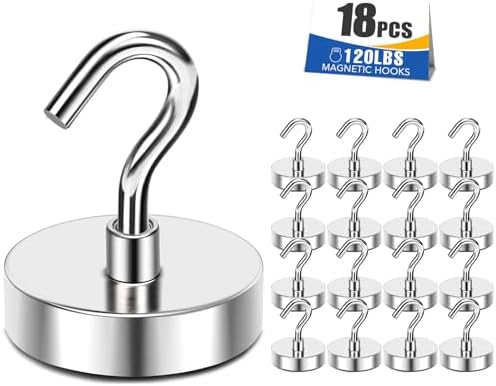 MIKEDE Magnetic Hooks 120lbs Strong Magnets Hook 18 Pack by MIKEDE