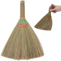 GORGECRAFT 12 Inch Hand Whisk Broom Soft Grass Natural Handle Bamboo Dark Khaki by GORGECRAFT