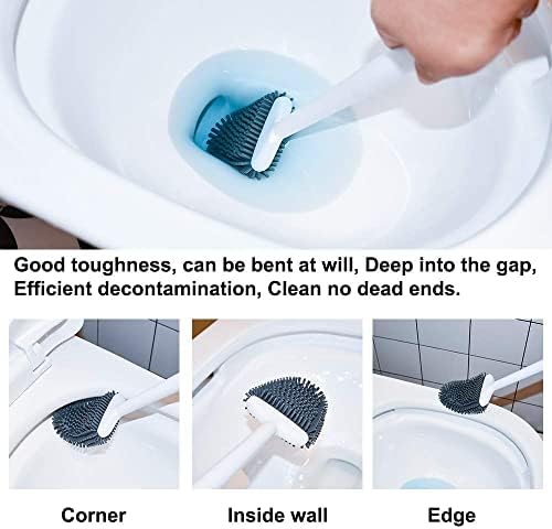 Sellemer Silicone Toilet Brush, Ventilation Slots Holder 2 Pack Pearl White - Image 3