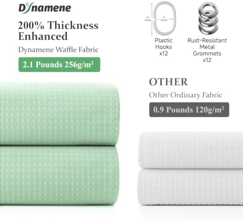 Dynamene Waffle Shower Curtain 256 GSM Heavy Duty Fabric 72" x72 Mint Green - Image 4