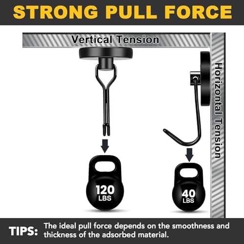 MIKEDE Black Magnetic Hooks Heavy Duty 120LB Swivel Strong Magnet Hook - Image 3