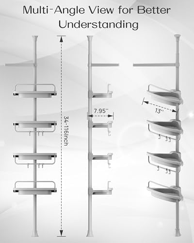 ALLZONE Corner Shower Caddy Tension Pole, Extendable Rustproof Stainless Steel - Image 2