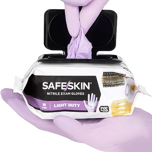 SAFESKIN Disposable Nitrile Gloves in POP-N-GO Pack of 50 or 200 Powder Free by SAFESKIN