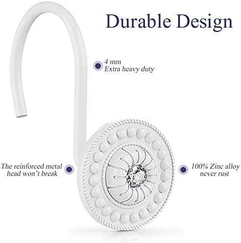 White Shower Curtain Hooks, Rust Proof Shower Curtain Rings - Image 5