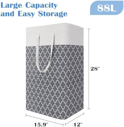 BlissTotes 3-Pack Laundry Basket, Laundry Hamper, Light Grey - Image 2