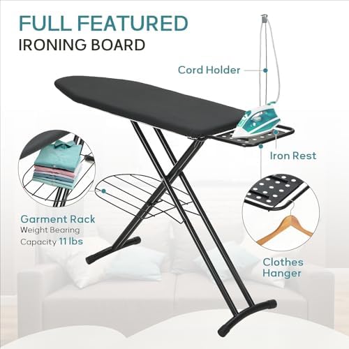 Ironing Board 48x15 in, RAINHOL Black Large Full Size Iron Board - Image 3
