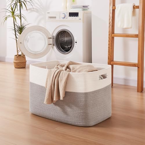 OIAHOMY 108L Extra Large Blanket Basket Dog Toy Basket Grey/White - Image 6
