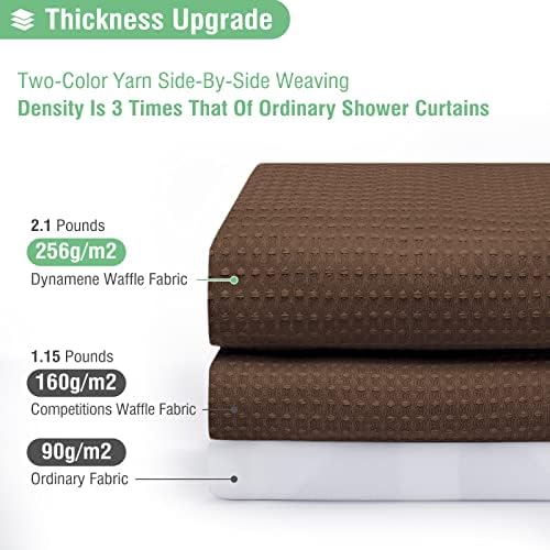 Dynamene Extra Long Waffle Shower Curtain 256 GSM Fabric 72"x84" Brown - Image 2