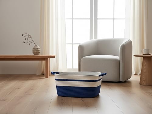 Decorative laundry basket with handles woven from natural cotton rope storage - Image 6
