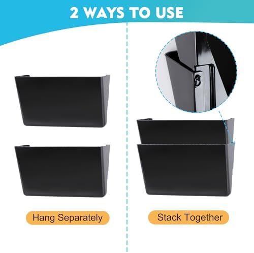 EASEPRES 6 Pack Black Plastic Single Pocket Hanging File Organizer, Wall Mount - Image 3