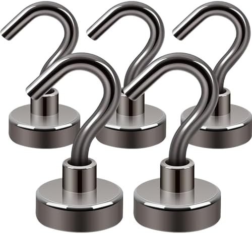Neosmuk Magnetic Hooks Cruise Ship Essential, 30lb+ Gunmetal, 5 Pack by Neosmuk