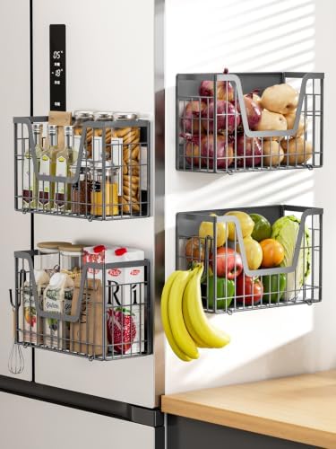 4 Pack Magnetic Shelf for Fridge, Fruit Potato and Onion Storage Bins, Magnetic by YIWANFW