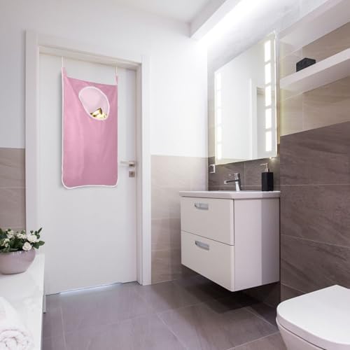 1PC Pink Hanging Laundry Hamper Bag Over the Door Laundry Hamper Wall Hamper - Image 7