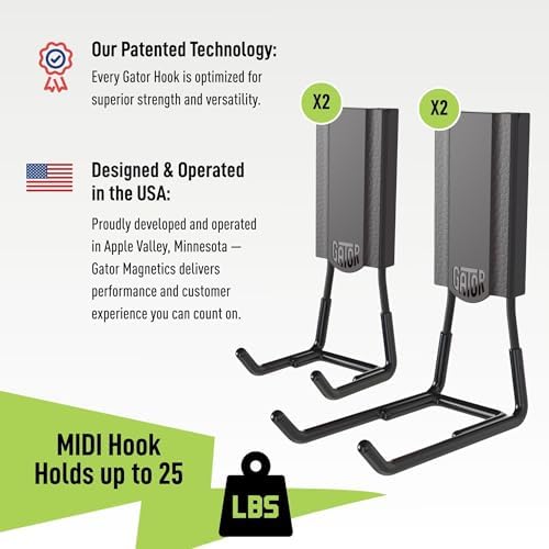 GATOR MAGNETICS MIDI 2.5 & 4" Open Hooks, 25 lb Heavy Duty Magnetic Hooks - Image 2