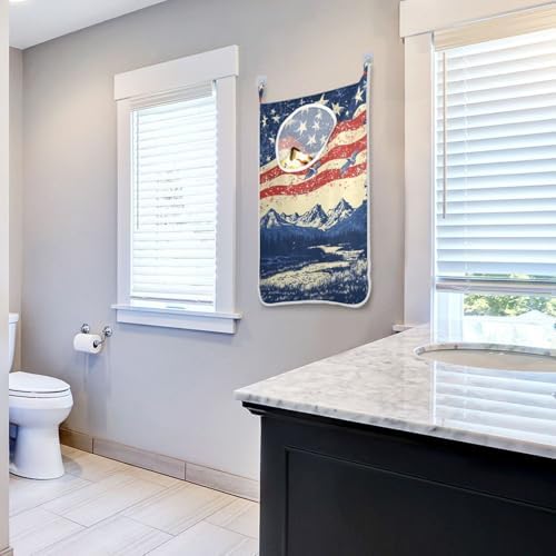 July 4th Flags Mountains Blue Door Hanging Laundry Hamper Bag - Image 7
