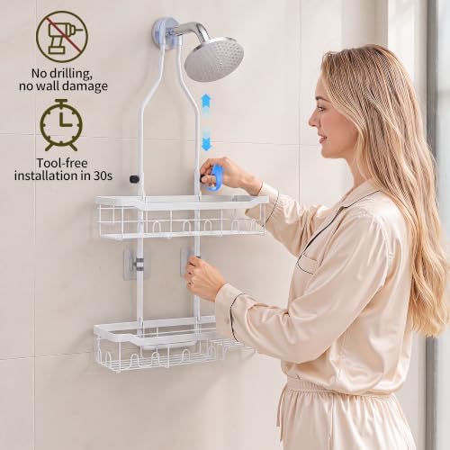 Adjustable Shower Caddy Hanging Rustproof: Tool-free Height Adjustment - Image 4