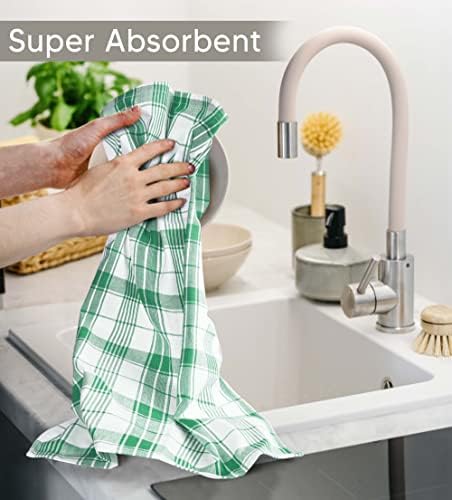 Utopia Towels Green & White Dish Towels 100% Ring Spun Cotton Highly Absorbent - Image 4