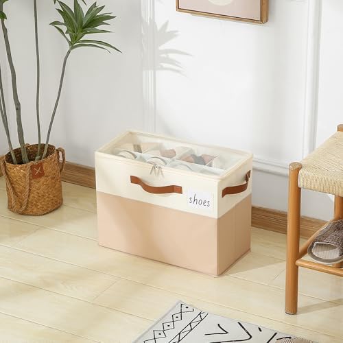 Varhomax Shoe Organizer Box for Closet, Small Fabric Storage Basket 3 Pack - Image 2