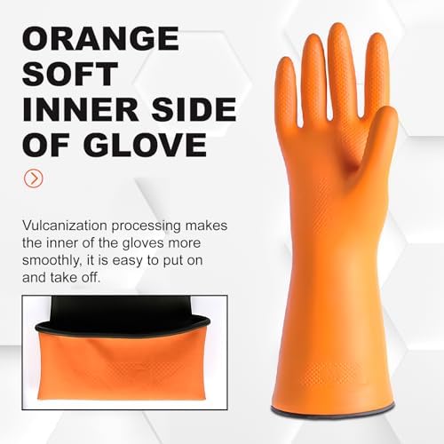 North Tower Dishwashing Rubber Gloves, Reusable Latex, 3 Pairs - Image 3