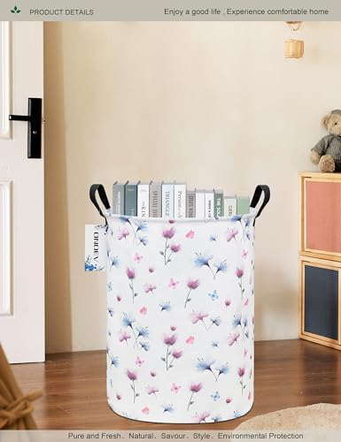 Round Watermark flower Laundry Hamper Waterproof Fabric Home Storage - Image 7
