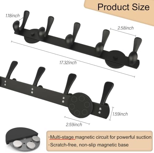 ULIBERMAGNET Strong Magnetic Double Hooks Rack, Heavy Duty Coat Magnetic Rack - Image 2