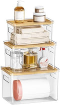 Trash Bag Holder Dispenser, Plastic Under Sink Organizer, Bamboo lid by SUBEKYU
