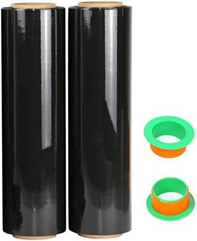2-Pack Black Stretch Wrap 18" x 1000 Feet 80 Gauge Industrial Strength by CHUANGSEED