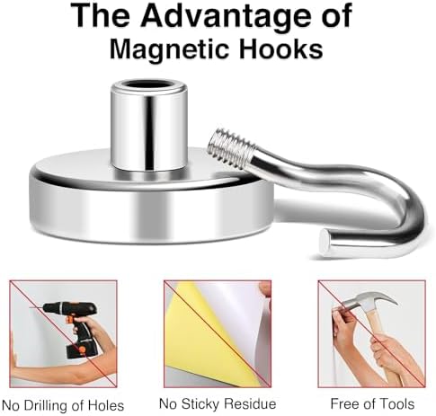 MIKEDE Magnetic Hooks 50lbs Strong Magnets Hook 18 Pack - Image 5