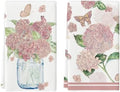Artoid Mode Pink Hydrangea Vase Butterfly Spring Kitchen Towels Dish Towels by ArtoidMode