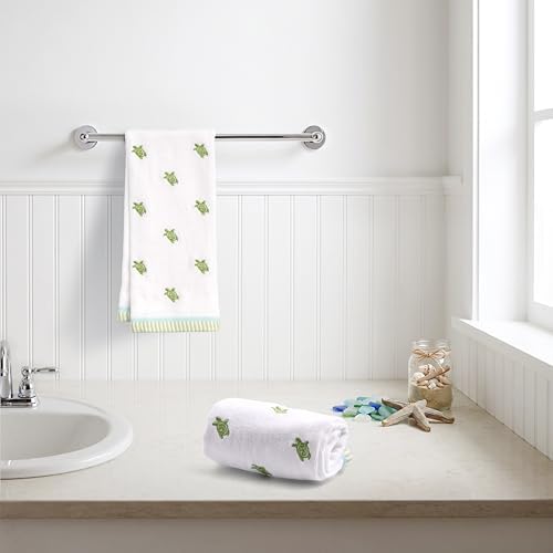 Ritz 2-Piece Cotton Velour Bathroom Hand Towel Set, Embroidered Sea Turtle - Image 4
