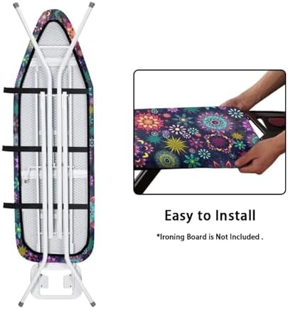 Boho Mandala Flower Print Ironing Board Cover Protector, Elastic Ironing Board - Image 4