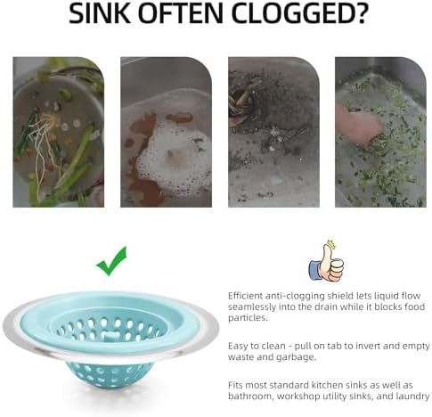 Silicone Strainer for Kitchen Sink, 2 Pack, Stainless Steel Reinforced - Image 4