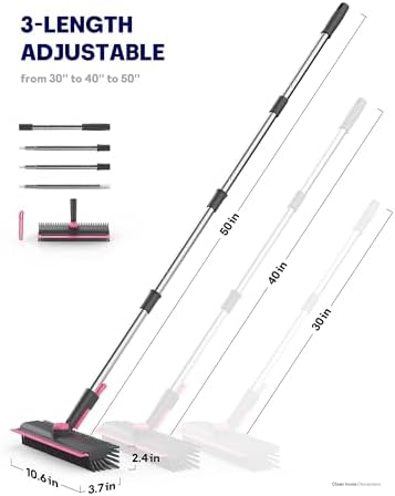 3 in 1 Floor Scrub Brush with Long Handle, Deck Brush with Squeegee - Image 6