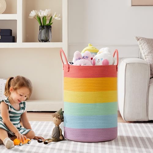 80L Extra Large Rainbow Laundry Hamper Basket - Image 2