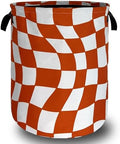 Orange Checkerboard Laundry Basket Oxford Cloth Foldable Hamper 18.9x16.5In by Unknown