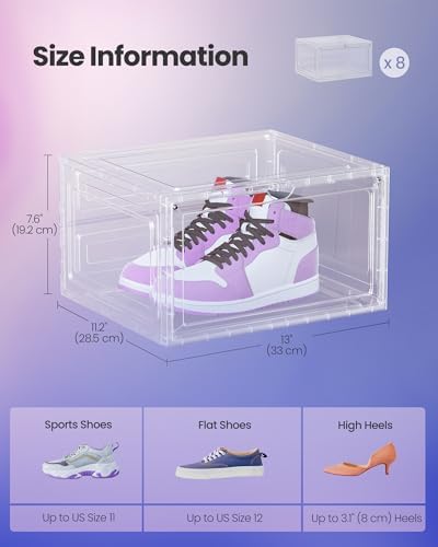 SONGMICS Shoe Boxes Set of 8, Fits Shoes up to US Size 12 - Image 6