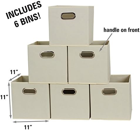Fabric Storage Bins 6 Piece Set, Strong Poly-Woven Fabric, Sturdy Chipboard - Image 2