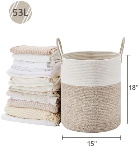 VIPOSCO 53L Tall Woven Laundry Basket Hamper - Image 5