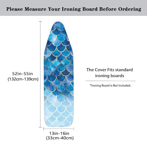 Blue Mermaid Ironing Board Cover and Pad 15x54 Inch - Image 5