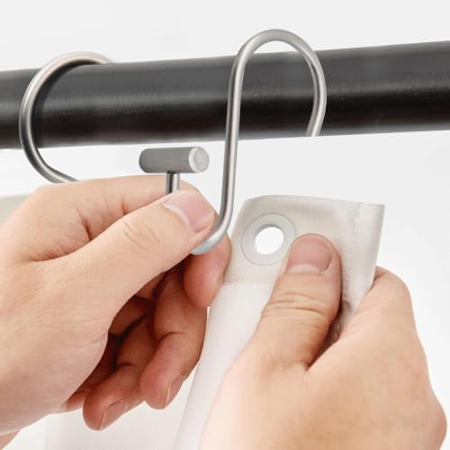 J&V TEXTILES Shower Curtain Hooks Rings, Rust Resistant Metal Double Glide - Image 3